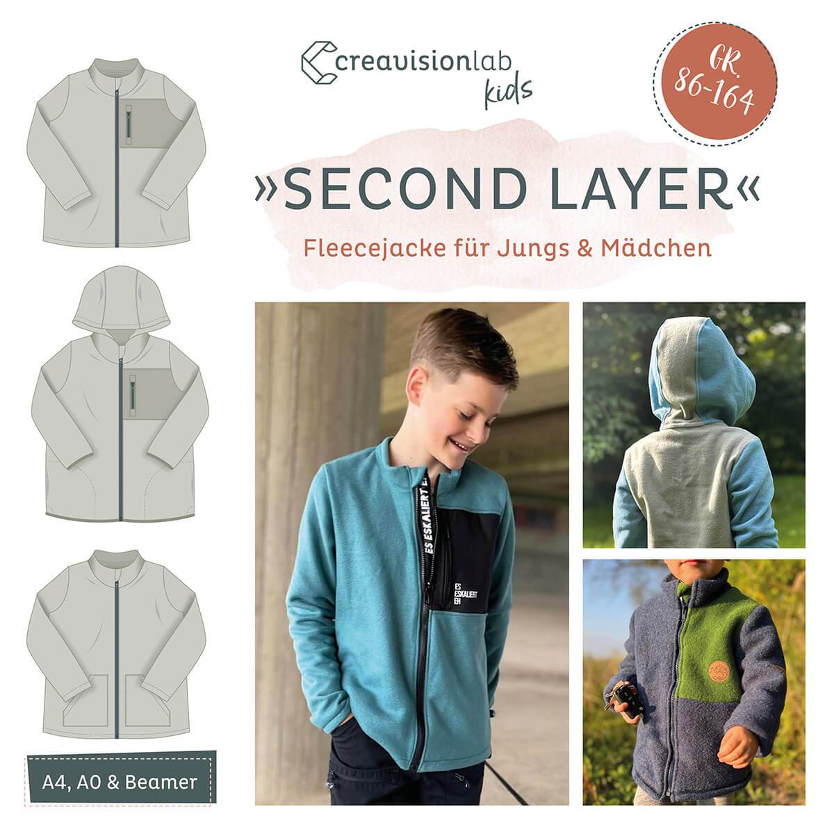 Schnittmuster vielseitige Kinder Fleecejacke Gr. 86 - 164 - Sewando