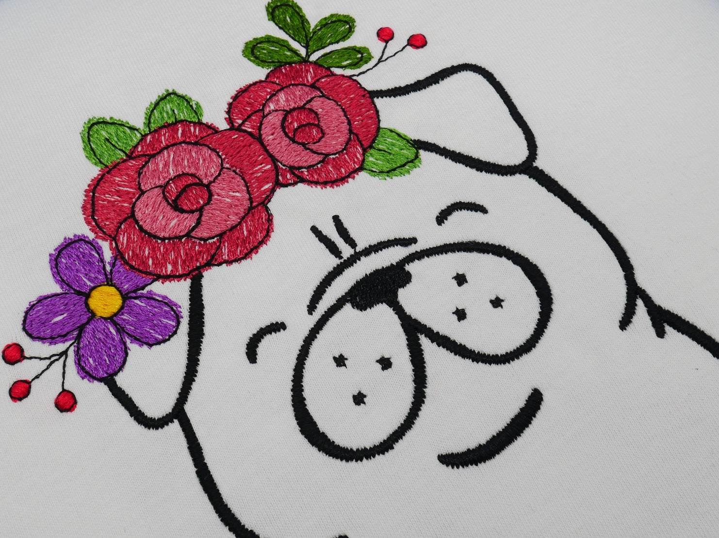 Stickdatei Cute Floral Pug - Sewando