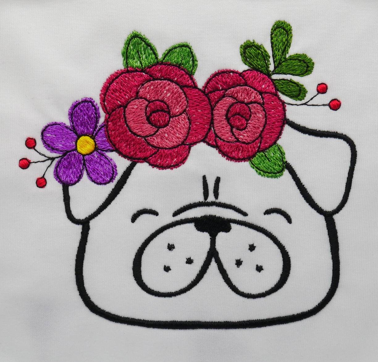 Stickdatei Cute Floral Pug - Sewando