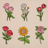 Stickdatei Set 6 Blumen - Mohnblume, Sonnenblume, Tulpe, Margerite & Rose - Sewando