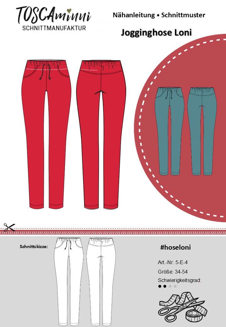 Schnittmuster Hose Loni Gr. 34-54 Jogginghose - Sewando