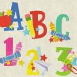 Stickdatei Einschulung, Buchstaben Schrift Alphabet 99mm Set 932 - Sewando
