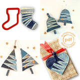 Weihnachtsdeko nähen für Anfänger, 4 Motiv-Schnittmuster: Herz, Glocke, Stiefel & Tannenbaum