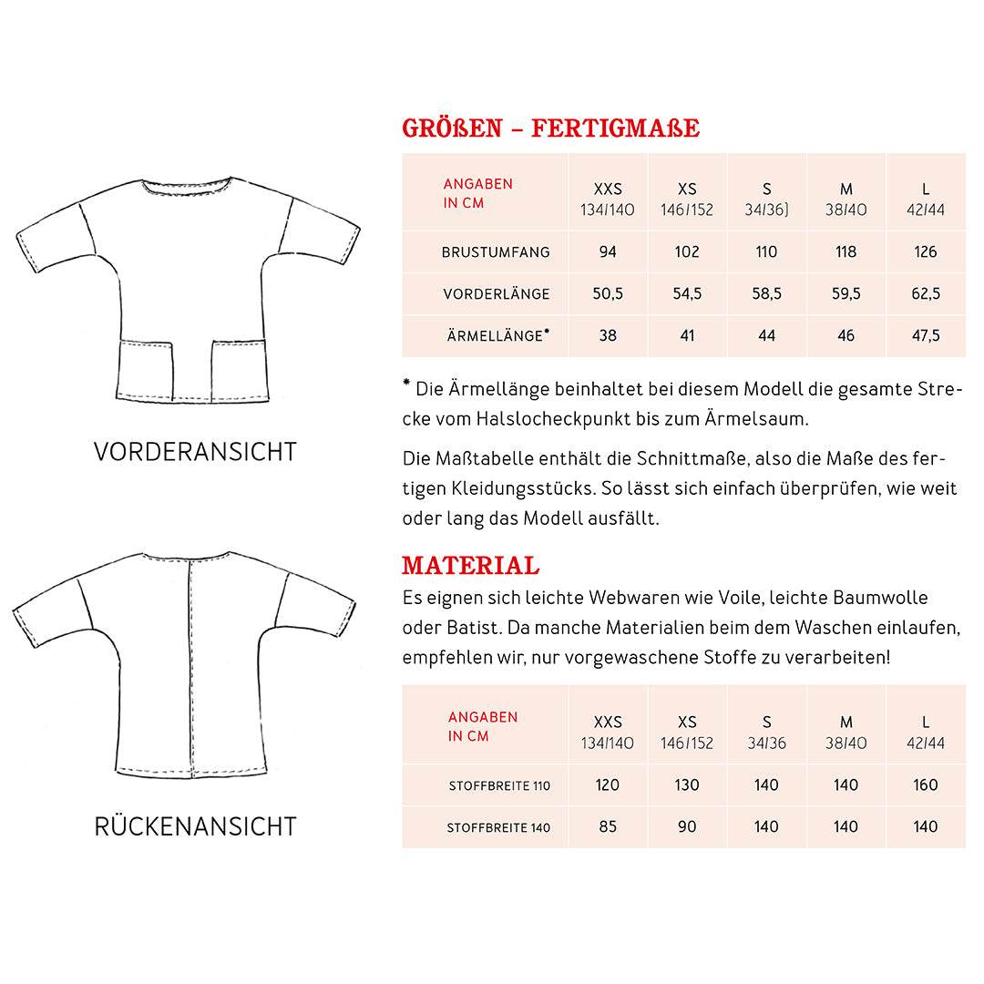 Bluse FRAU AIKO | Schnittmuster Gr. XXS-L : - Sewando