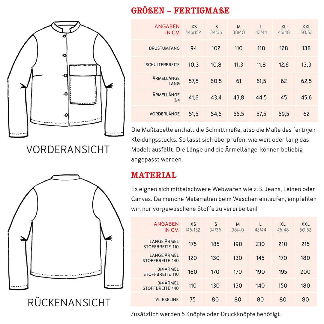 Jacke FRAU CLEO | Schnittmuster Gr. XS-XXL - Sewando