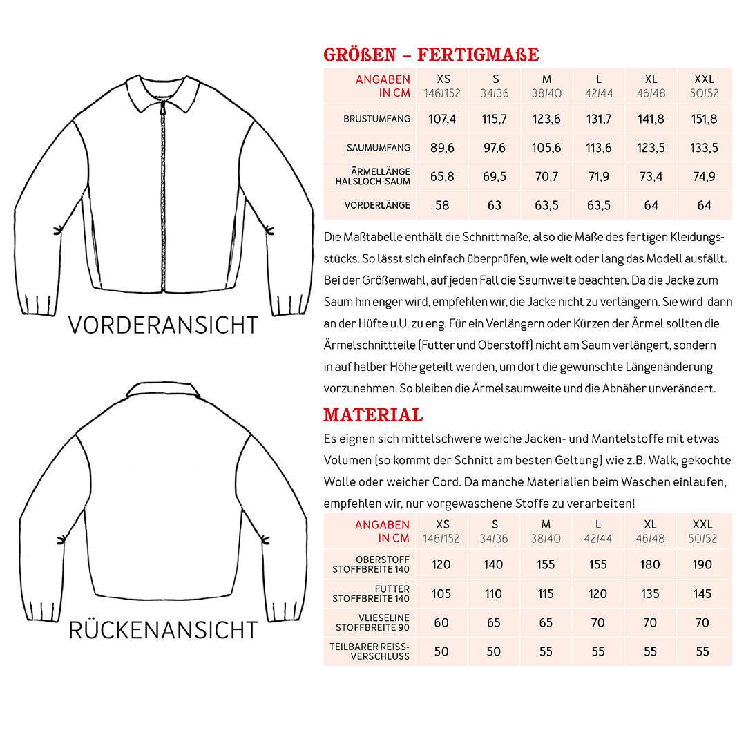 Jacke FRAU EBBA | Schnittmuster Gr. XS-XXL - Sewando