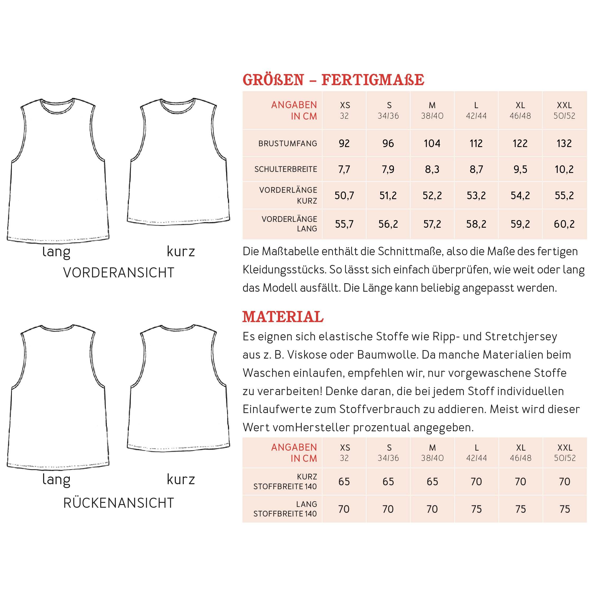 Sporttop FRAU ELA | Schnittmuster Gr. XS – XXL - Sewando