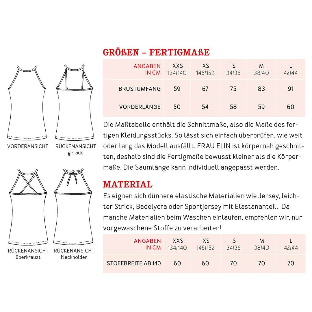 Trägertop FRAU ELIN | Schnittmuster Gr. XS-L : - Sewando