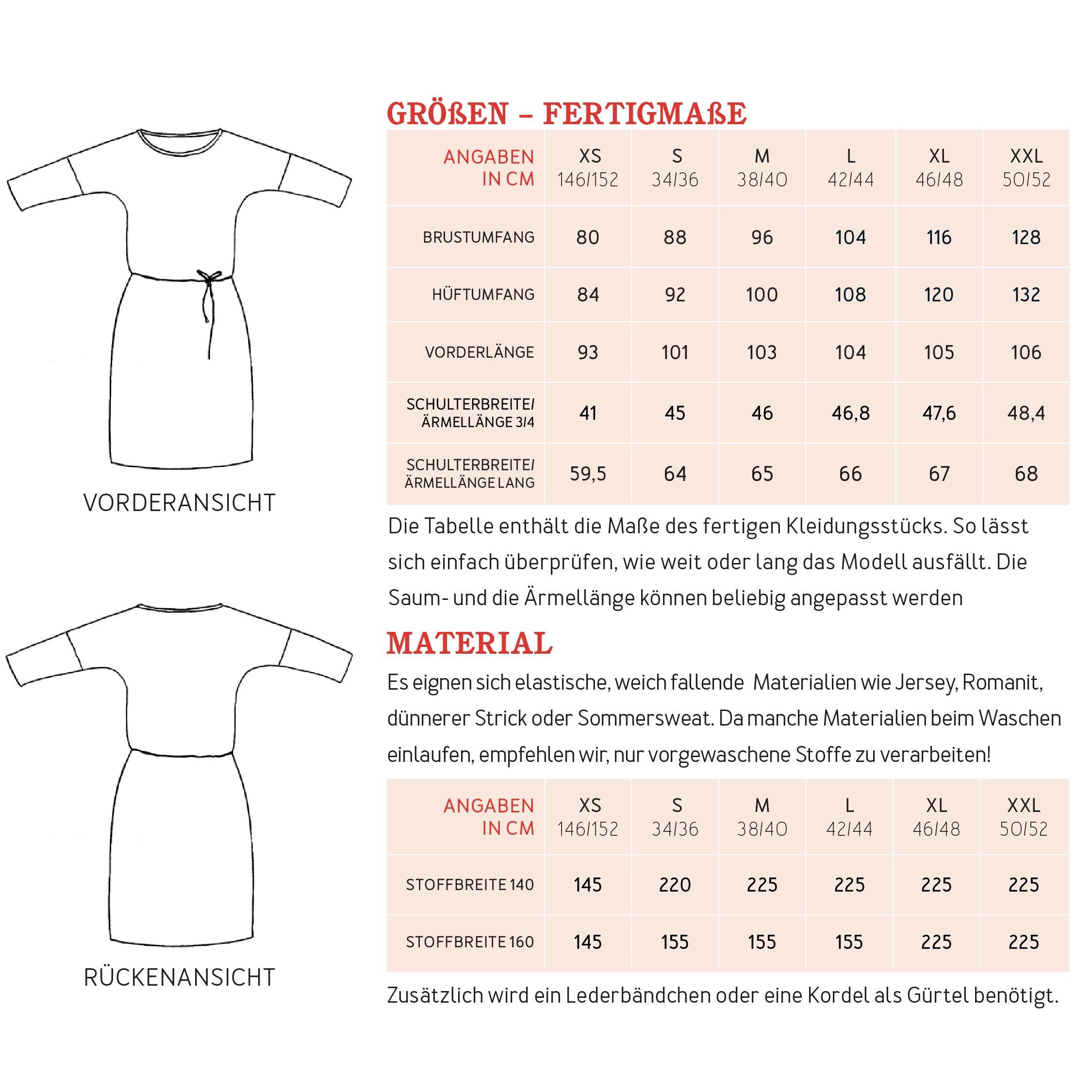 Sweatkleid FRAU ELLY | Schnittmuster Gr. XS-XXL - Sewando