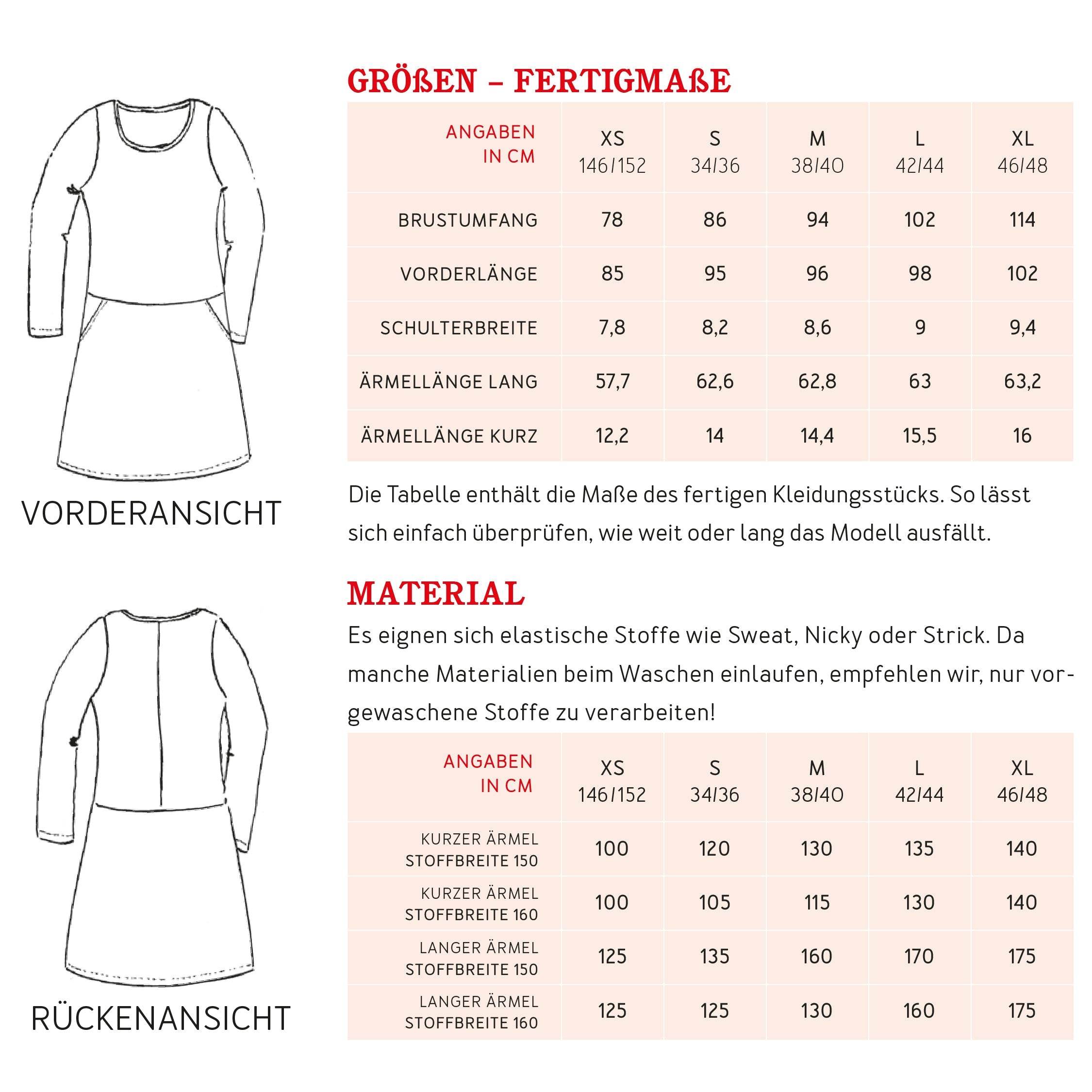Sweatkleid FRAU FANNIE | Schnittmuster Gr. XS-XL - Sewando