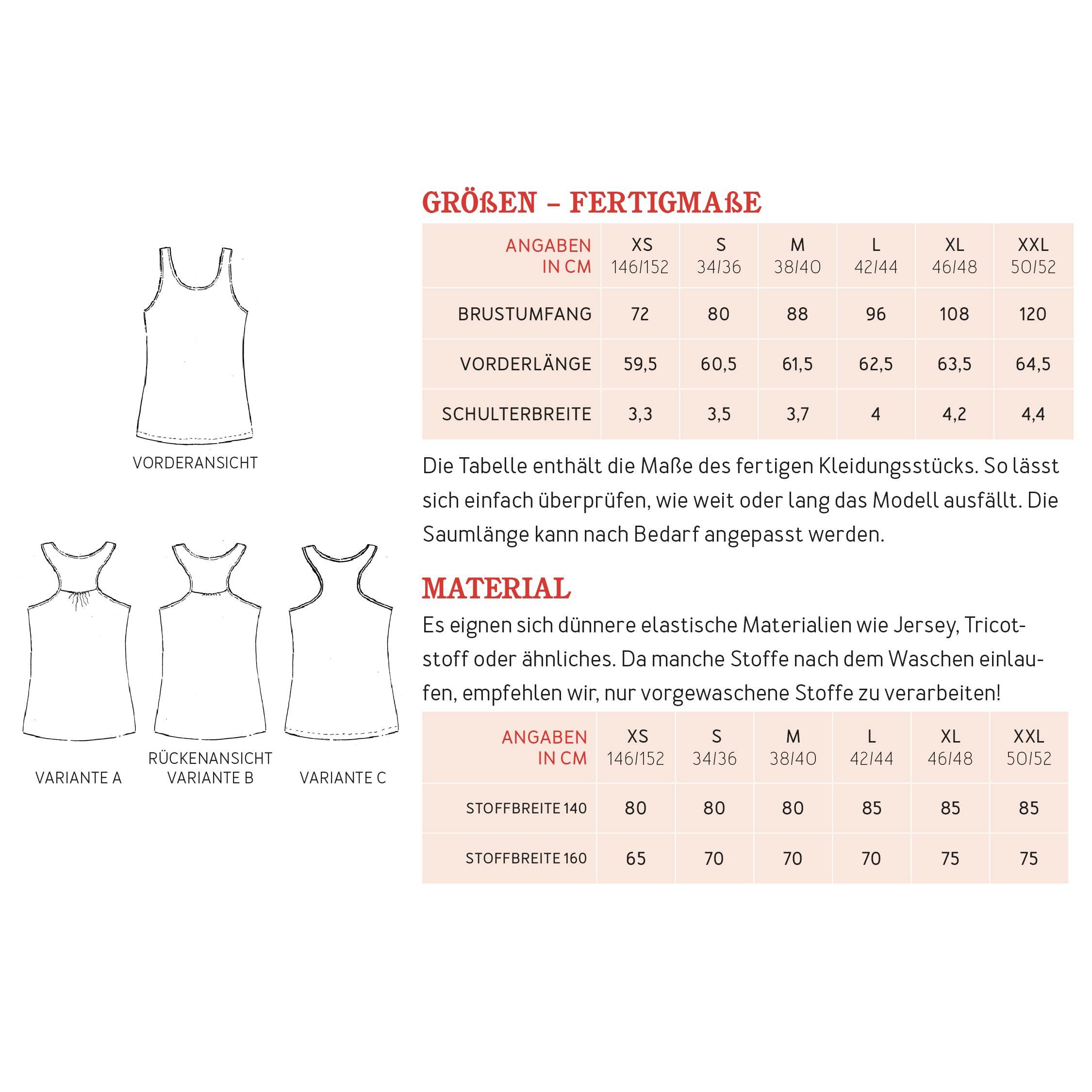 Tanktop FRAU HENNIE | Schnittmuster Gr. XS-XXL - Sewando