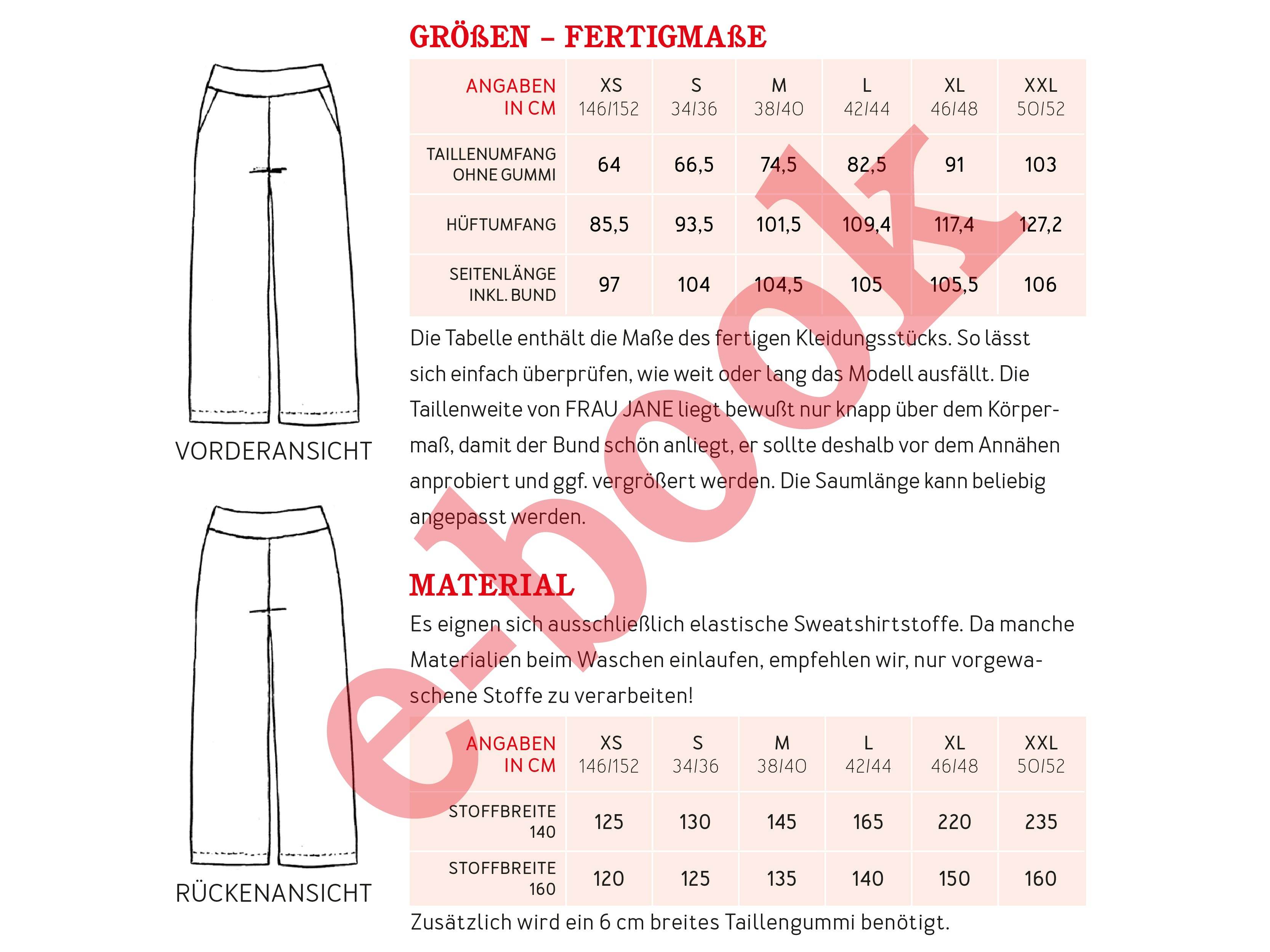 Jogginghose FRAU JANE | Schnittmuster Gr. XS-XXL : - Sewando