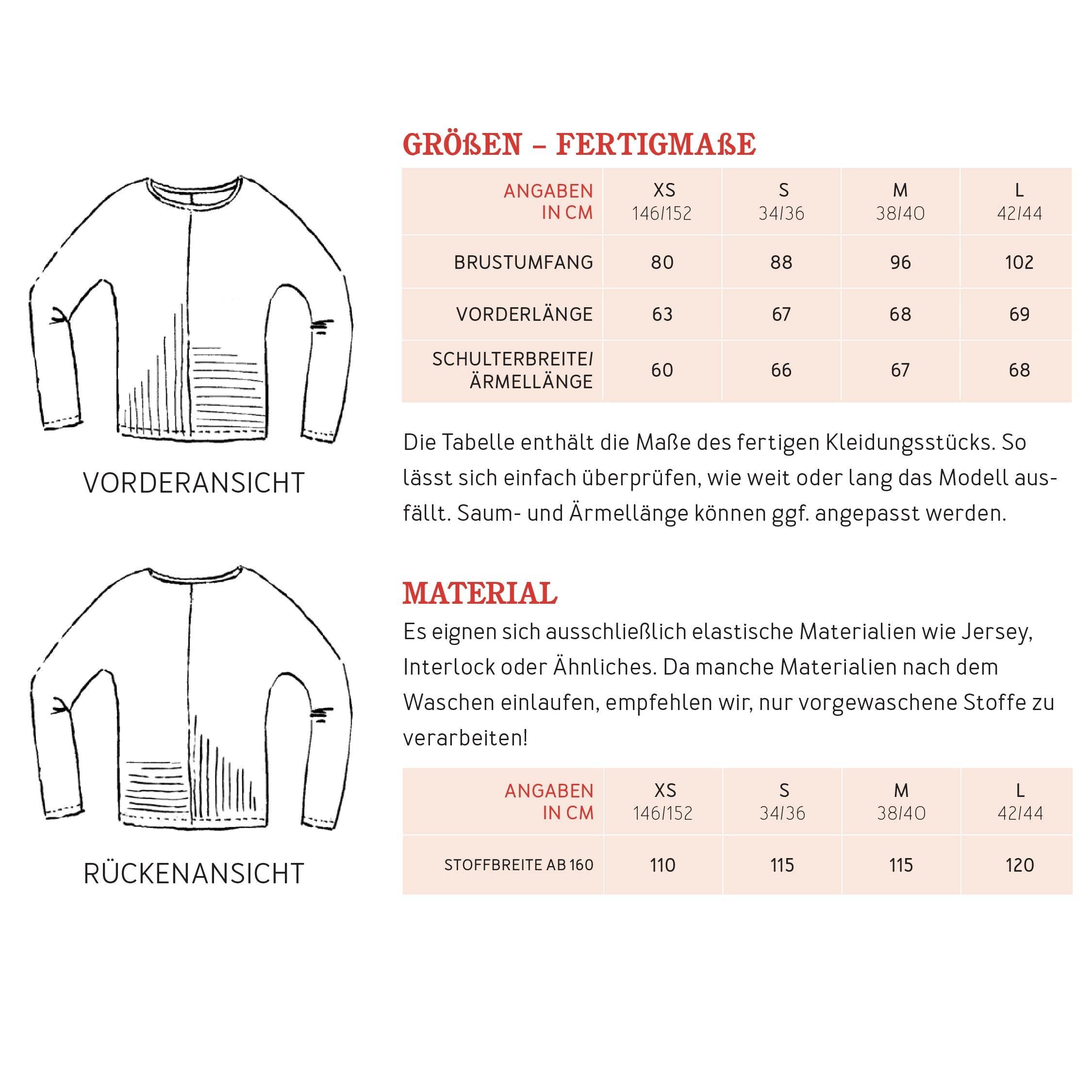 Fledermausshirt FRAU JETTE | Schnittmuster Gr. XS-L - Sewando