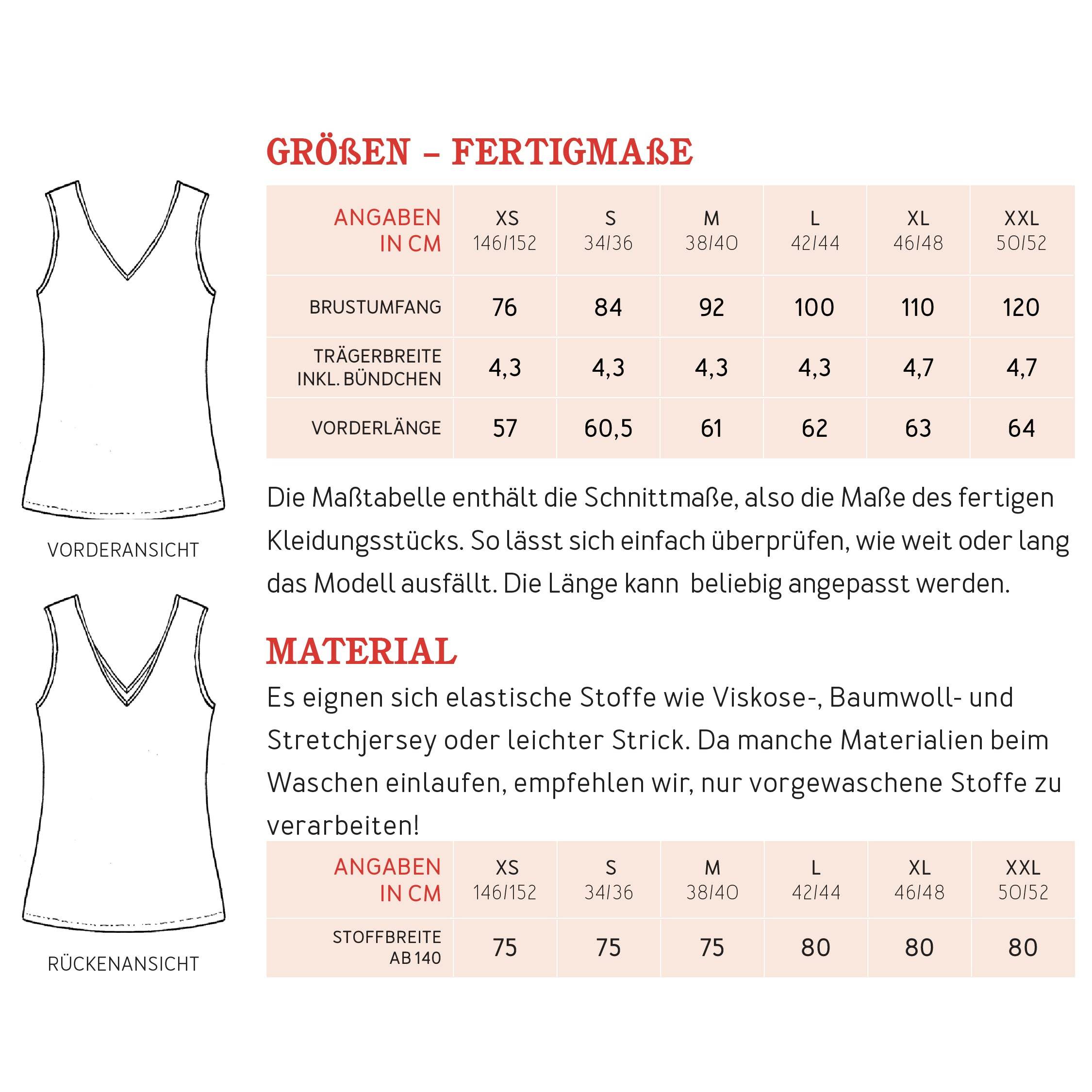 Top FRAU JILL | Schnittmuster Gr. XS-XXL : - Sewando
