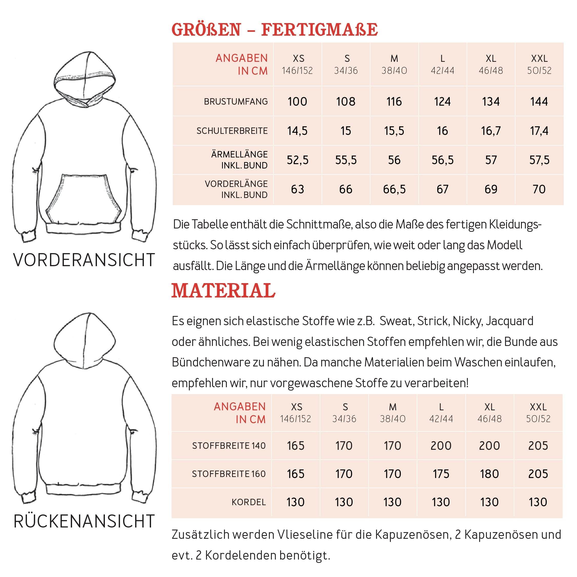 Hoodie FRAU JONA | Schnittmuster Gr. XS-XXL : - Sewando