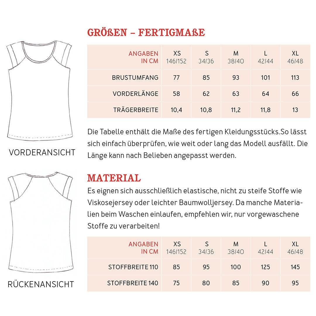Trägershirt FRAU JOSY | Schnittmuster Gr. XS-XL : - Sewando