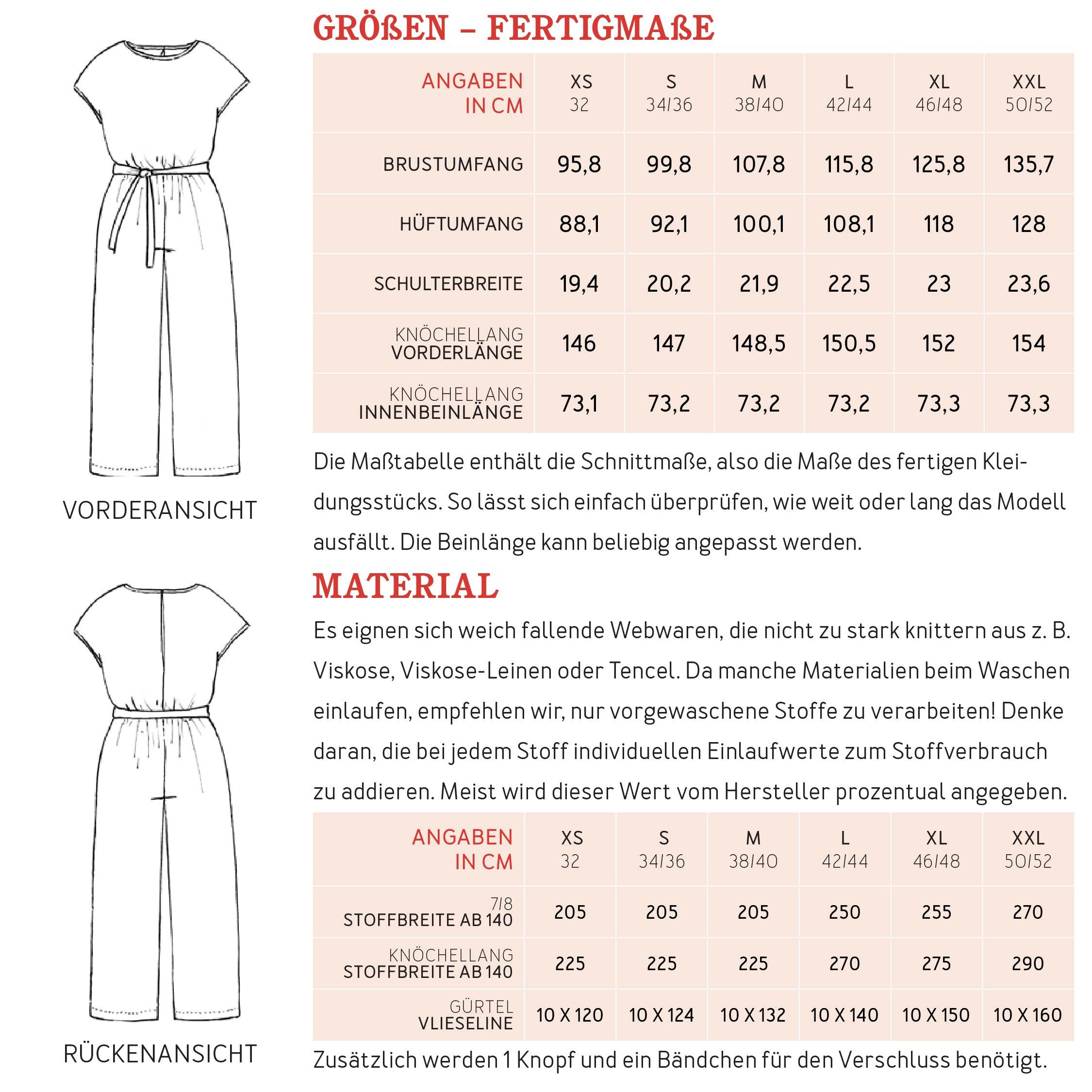 Jumpsuit FRAU JULA | Schnittmuster Gr. XS – XXL - Sewando
