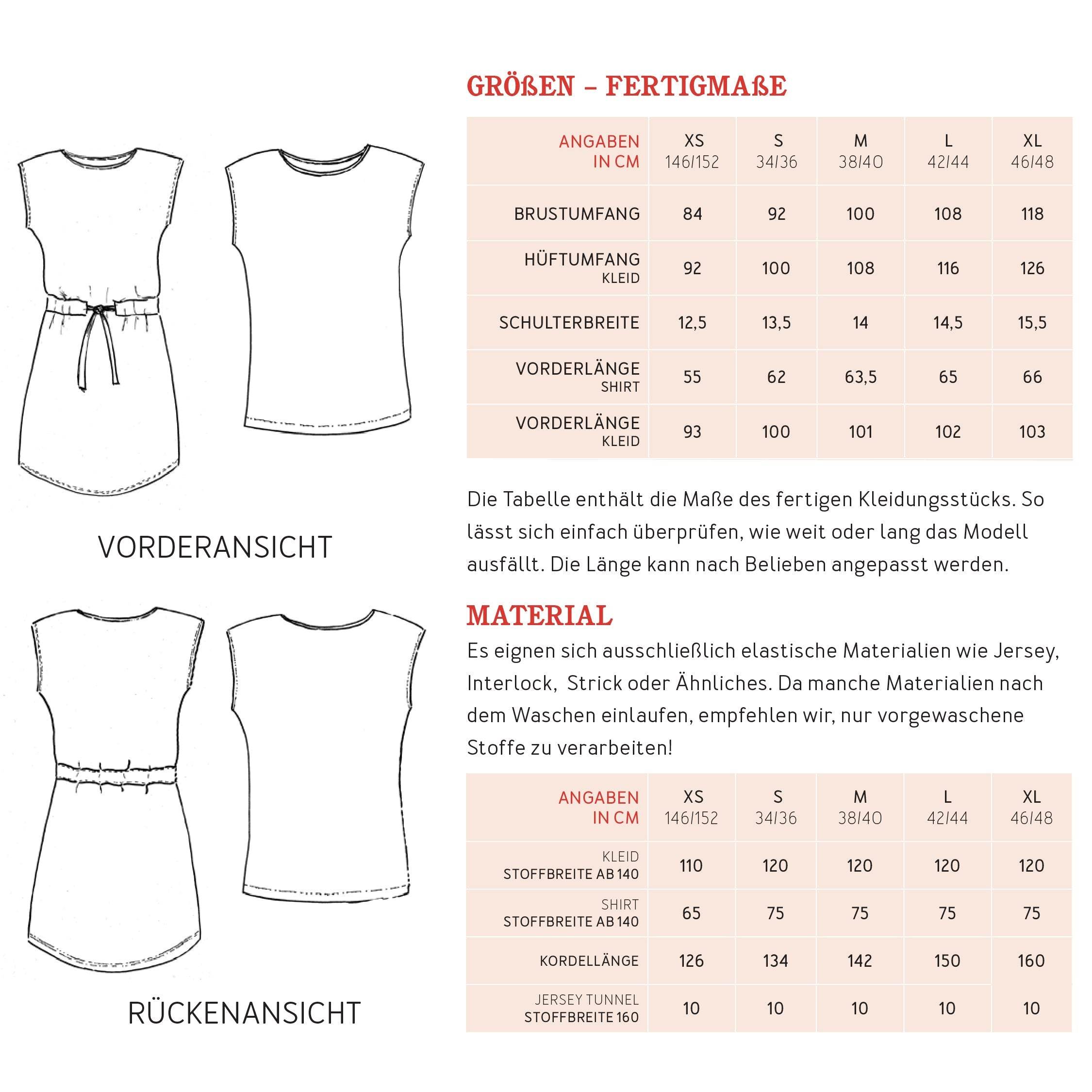 Jerseykleid FRAU JULIE | Schnittmuster Gr. XS-XL - Sewando