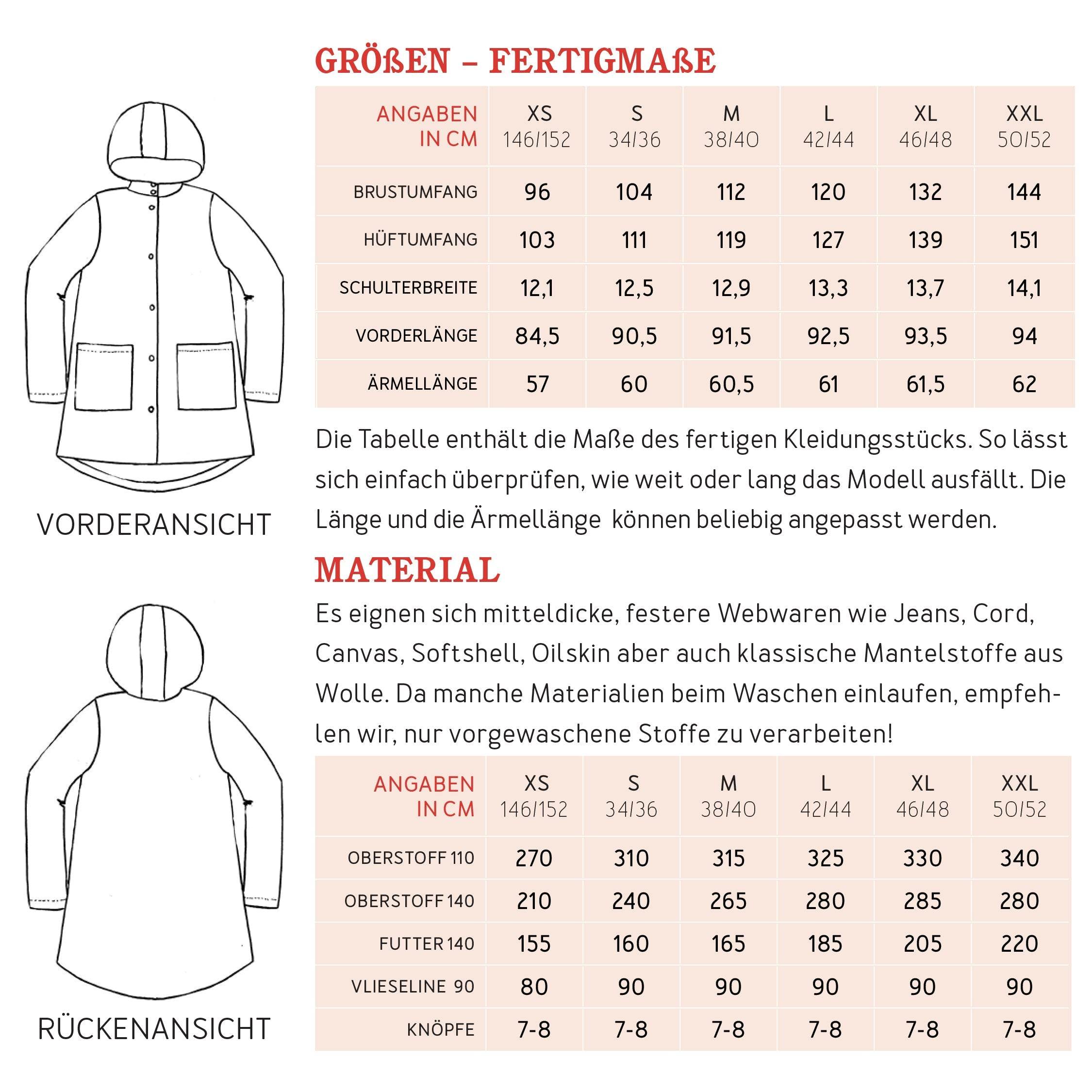 Parka FRAU KARO | Schnittmuster Gr. XS – XXL - Sewando