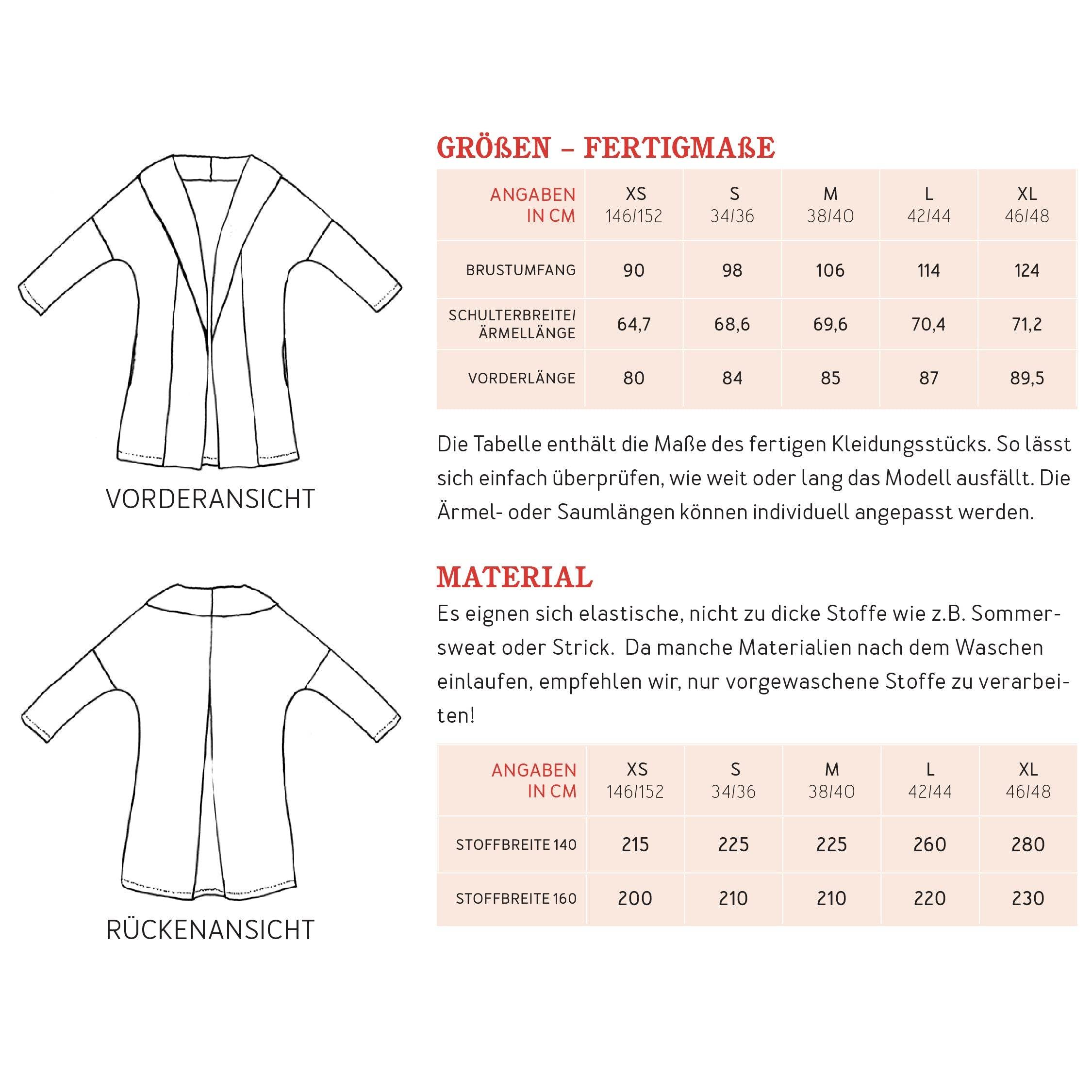 Sweatjacke FRAU KATI | Schnittmuster Gr. XS-XL - Sewando