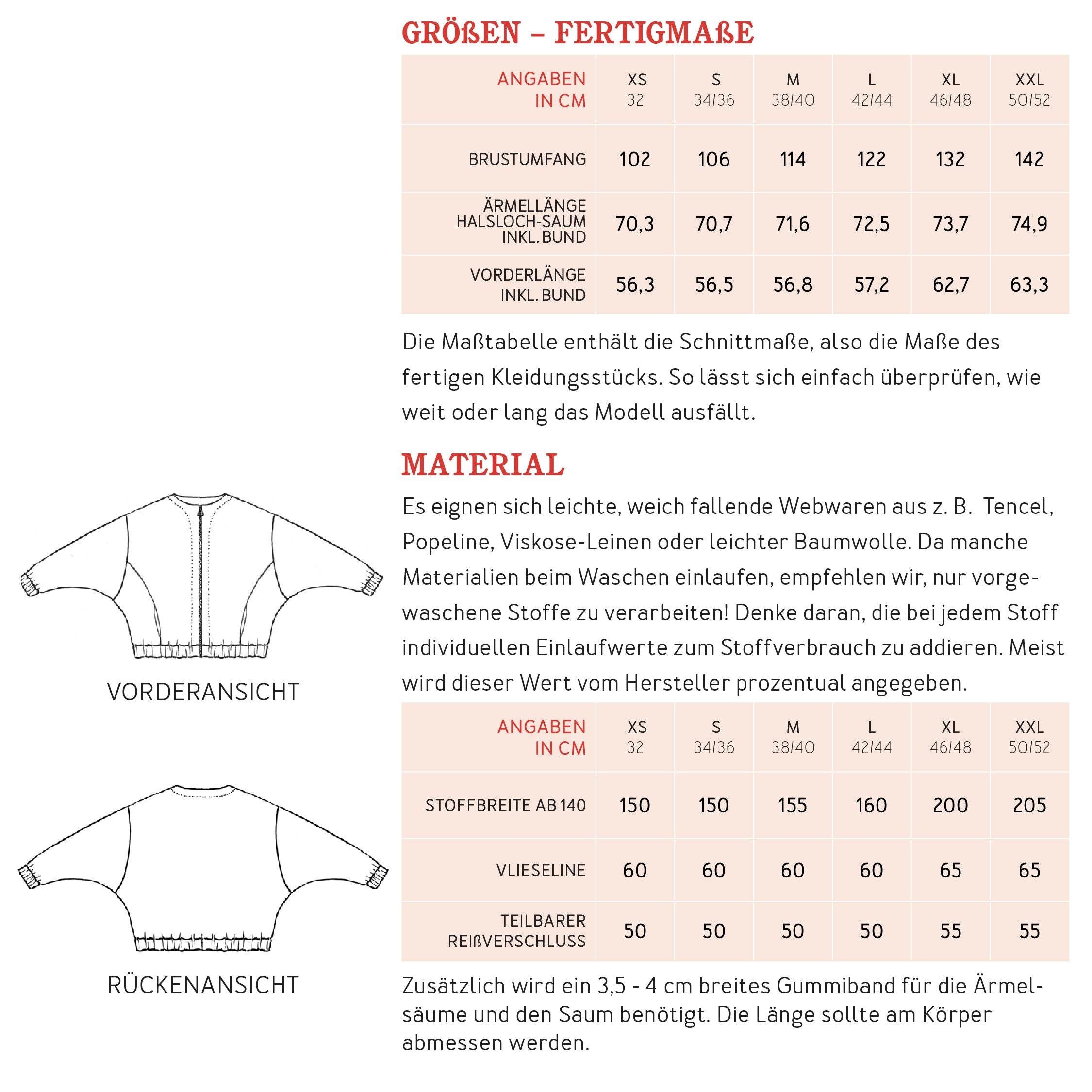 Fledermausjacke FRAU KORA | Schnittmuster Gr. XS – XXL - Sewando