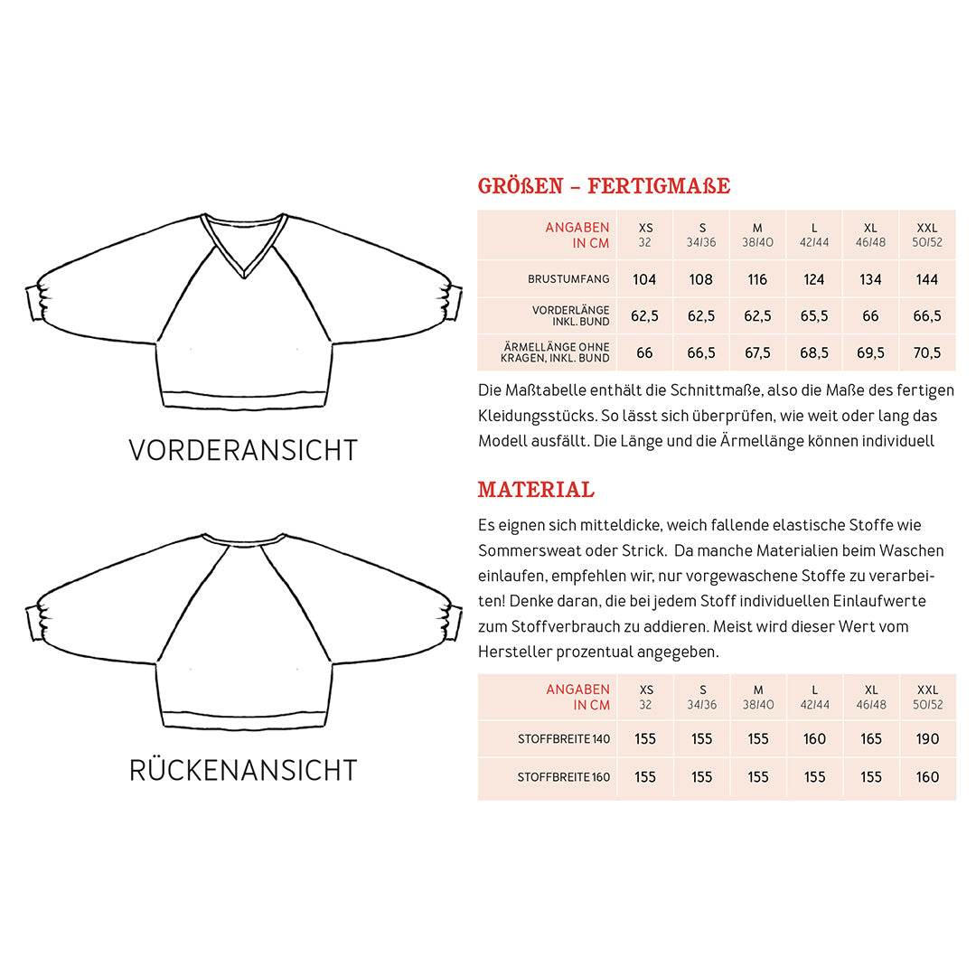 Raglansweater FRAU LIVI | Schnittmuster Gr. XS-XXL : - Sewando