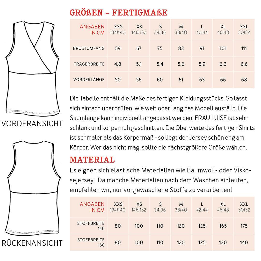 Top FRAU LUISE | Schnittmuster Gr. XXS-XXL : - Sewando