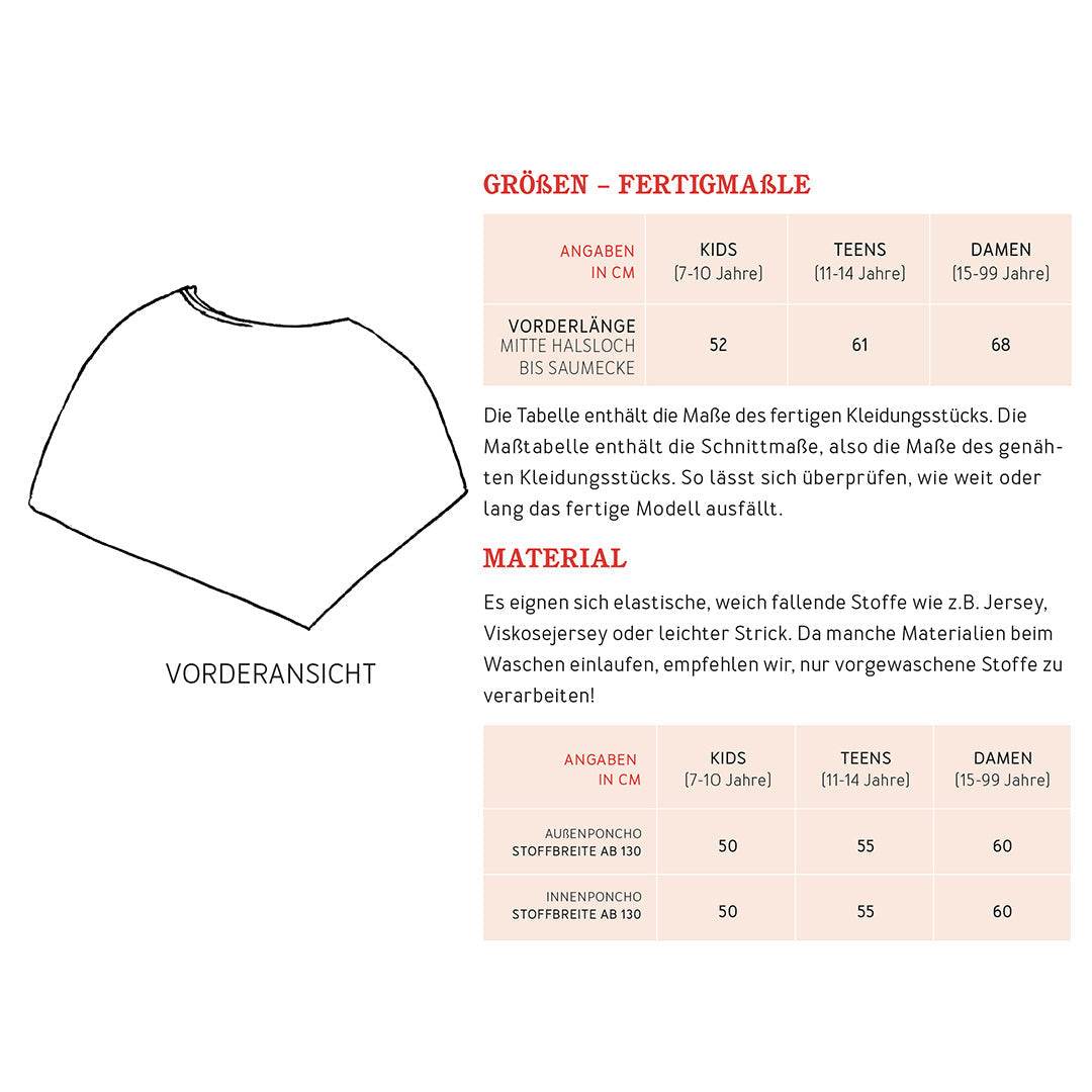 Wendeponcho FRAU PENNY | Schnittmuster Kids, Teens & Damen : - Sewando