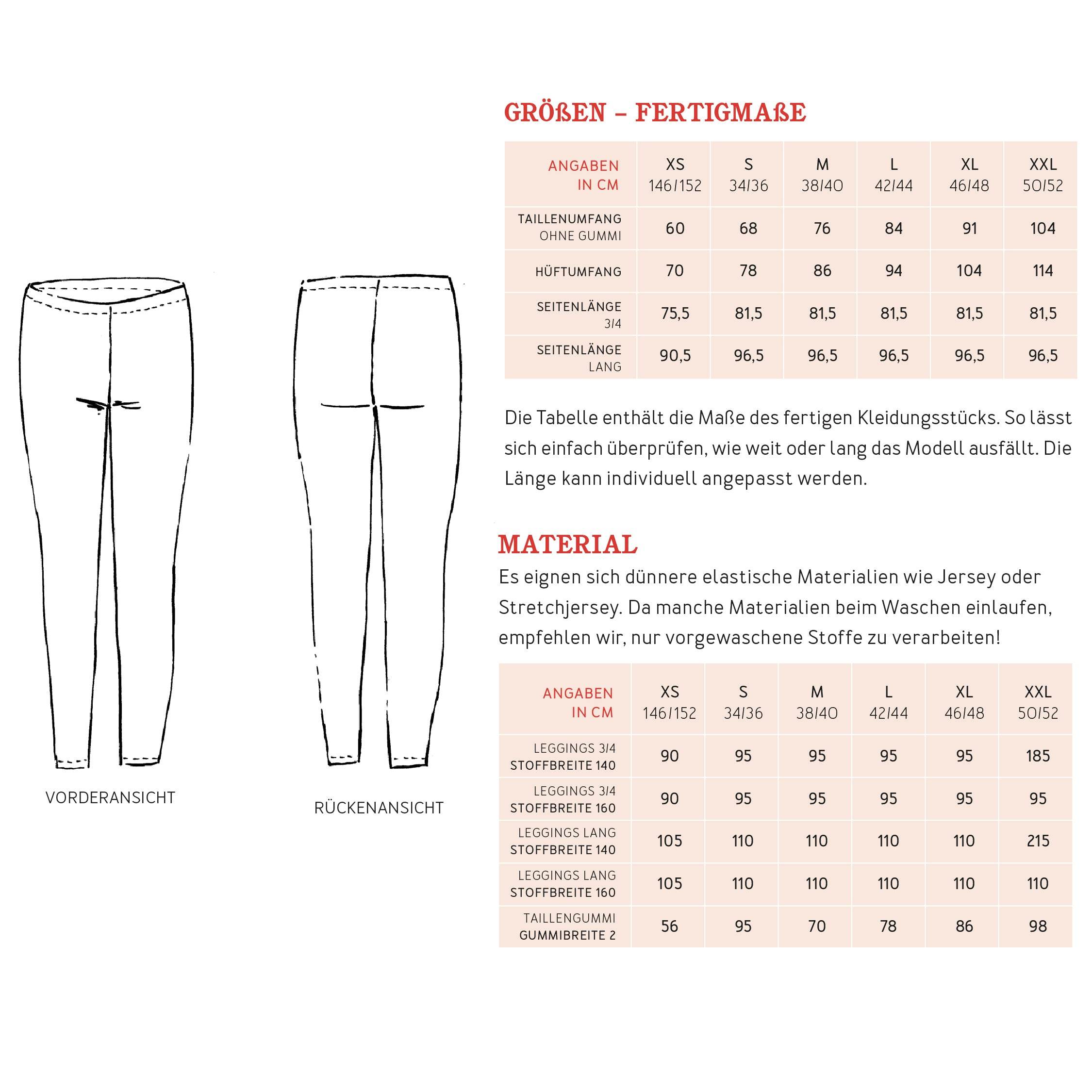 Leggings FRAU RIEKE | Schnittmuster XS-XXL : - Sewando