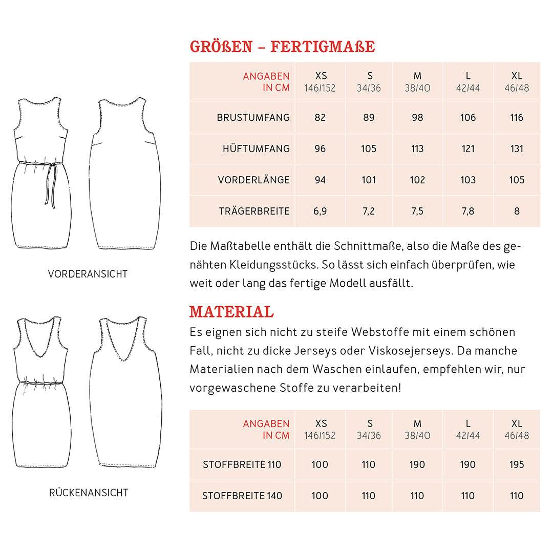 Trägerkleid FRAU SELMA | Schnittmuster Gr. XS-XL : - Sewando