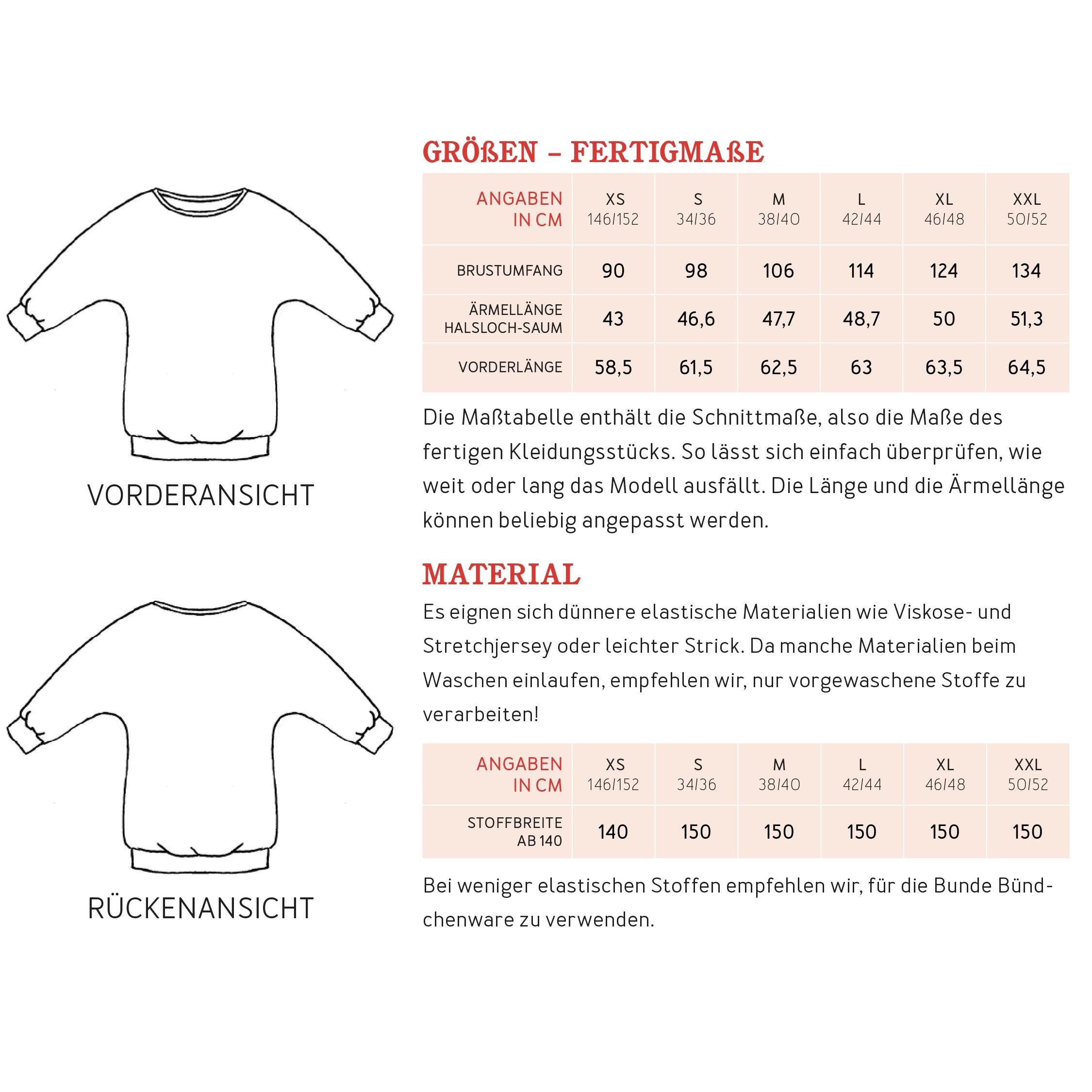 Fledermausshirt FRAU SILVIE | Schnittmuster Gr. XS-XXL - Sewando