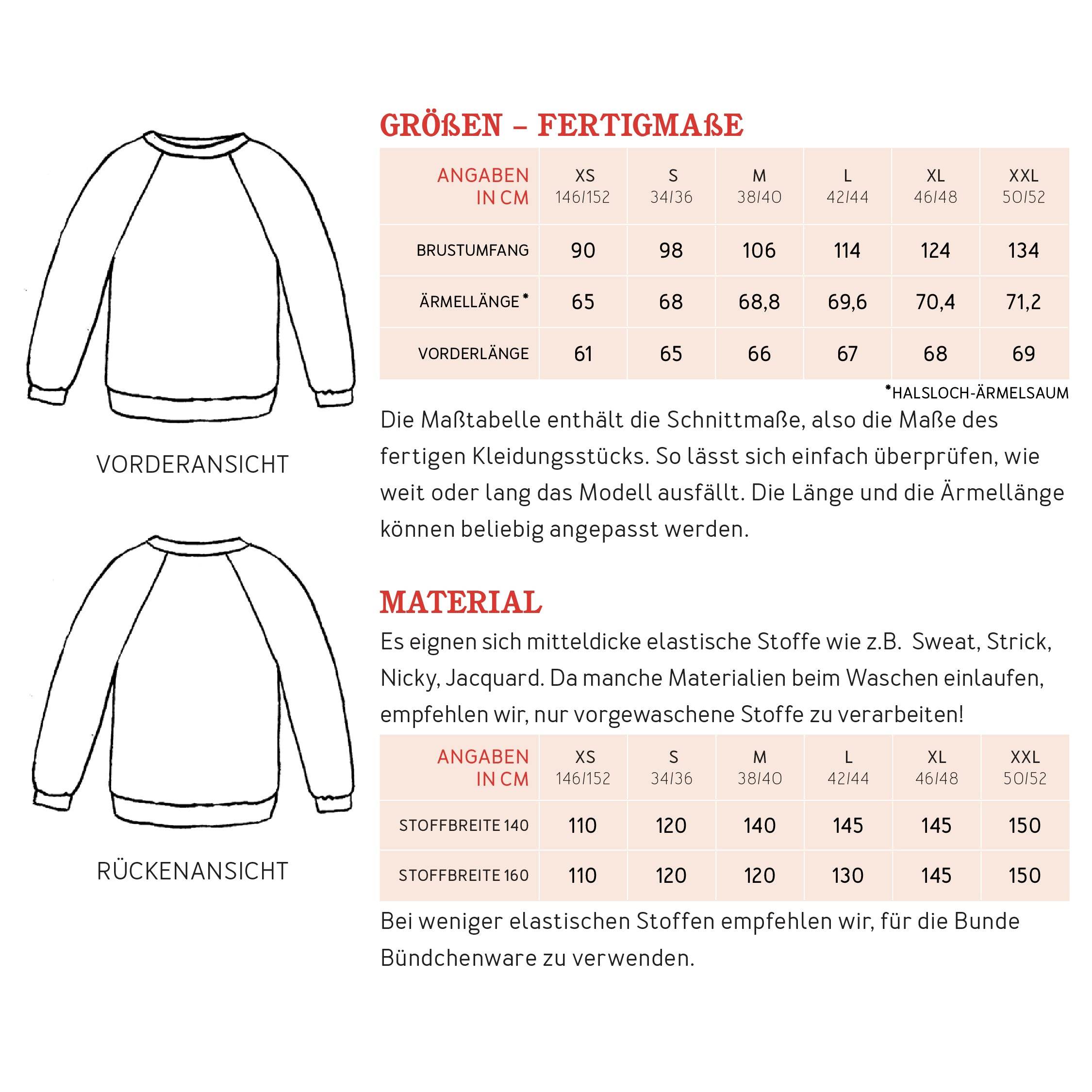 Raglanpullover FRAU SVENJA | Schnittmuster XS-XXL - Sewando