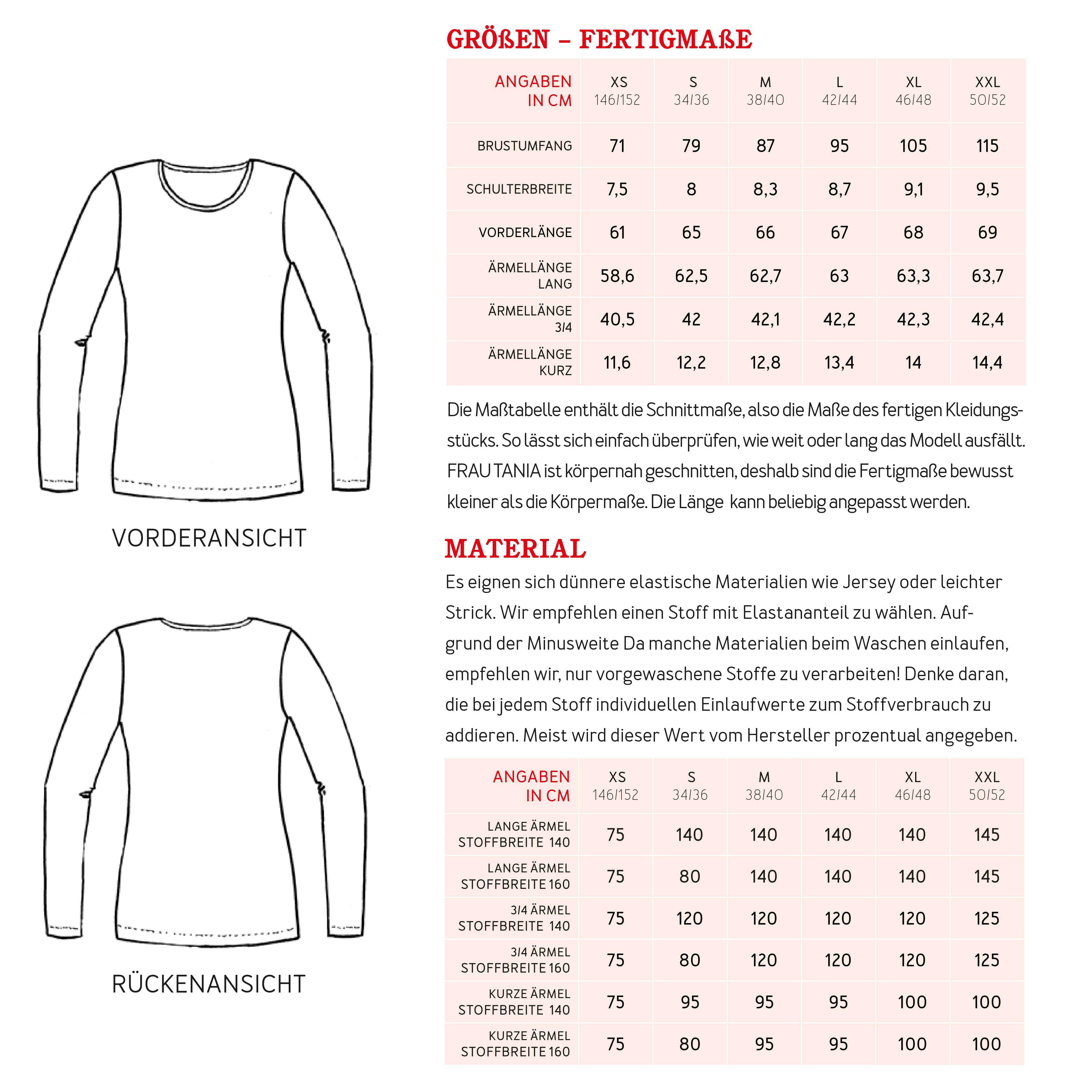 Basicshirt FRAU TANIA | Schnittmuster Gr. XS – XXL - Sewando