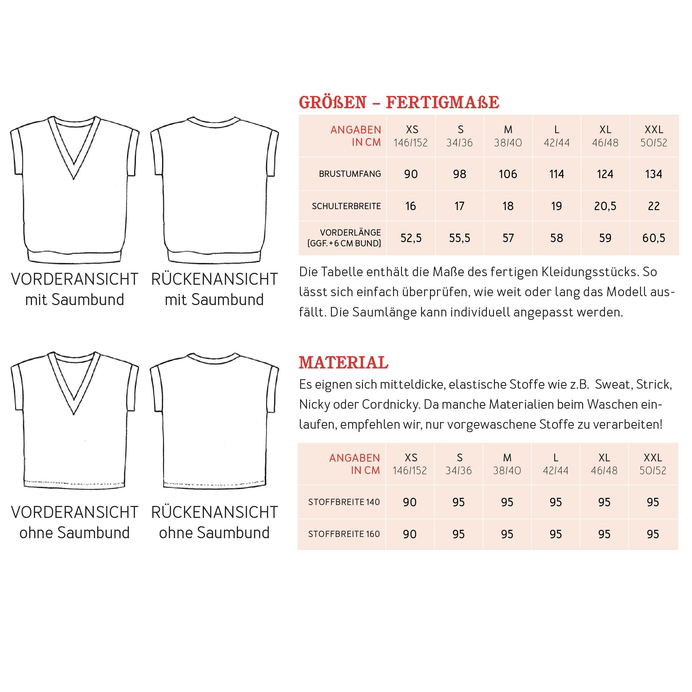 Pullunder FRAU ULLI | Schnittmuster Gr. XS – XXL - Sewando