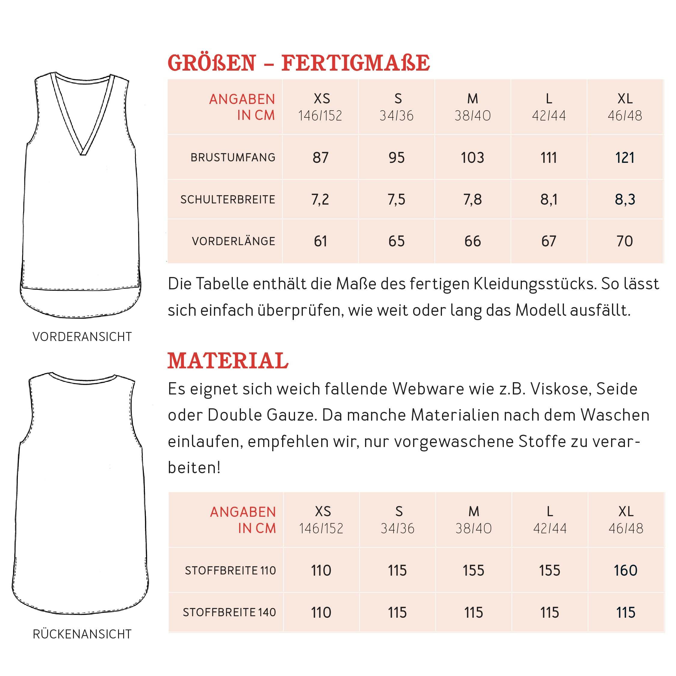 Blusentop FRAU VINNI | Schnittmuster Gr. XS – XL - Sewando
