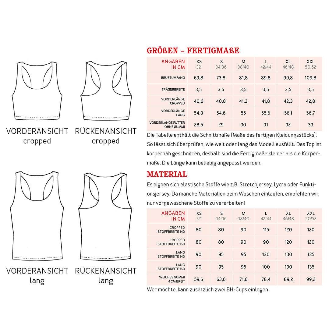 Sporttop FRAU YARA | Schnittmuster XS-XXL : - Sewando