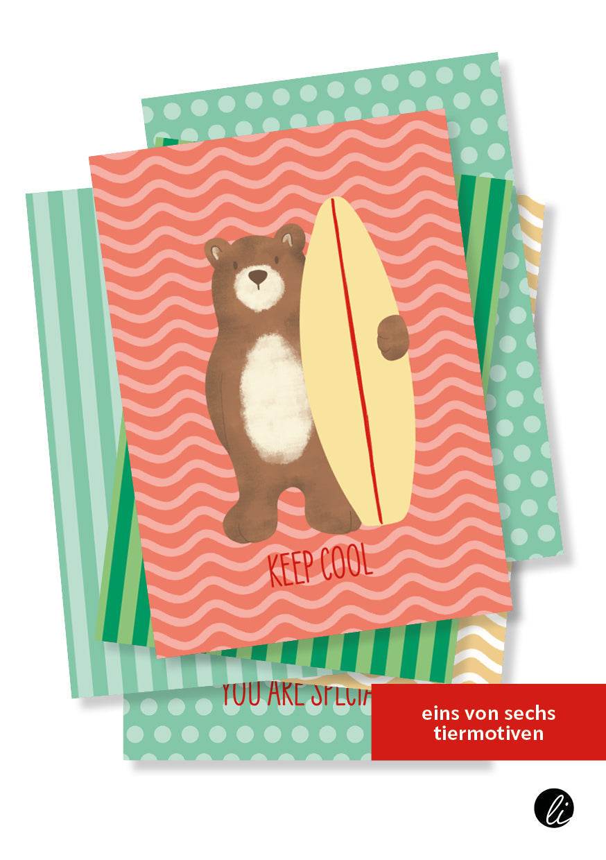 Surferbär – Digitales Karten-Design - Sewando