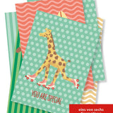 Sportliche Giraffe – Digitales Karten-Design - Sewando