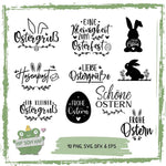 Plotterdateien Ostern Bundle – 10 Osterdesigns mit Sprüchen & Hasen - Sewando