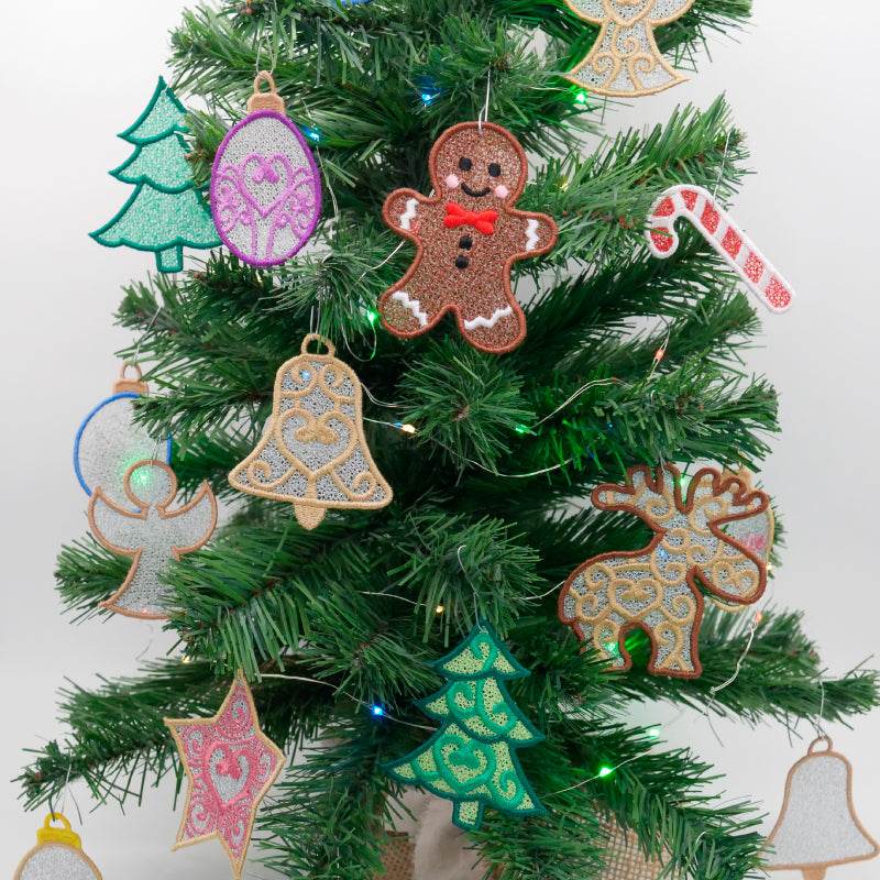 Stickdatei Set FSL Free Standing Lace Streudeko & Christbaumschmuck Weihnachtsschmuck - Sewando