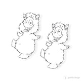 Digi Stamp Set "Lustiges Monster mit Hörnern" - Drucken | Basteln | Plotterdatei