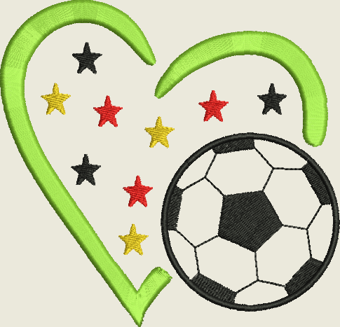 Stickdatei Fussball im Herz Applikation Set 517 - Sewando