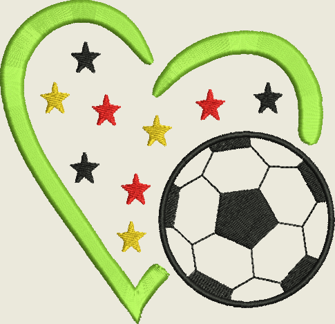 Stickdatei Fussball im Herz Applikation Set 517 - Sewando