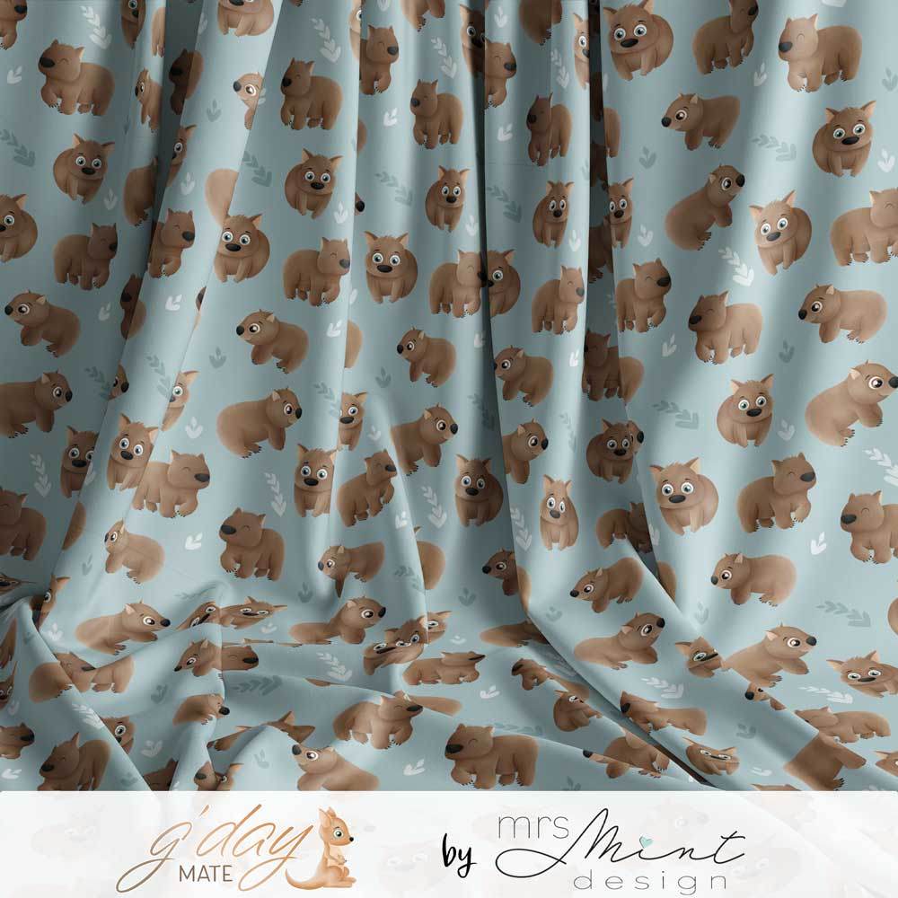 Stoffdesign - G'Day Mate Australien - Wombat rauchmint - nicht exkusiv - Sewando