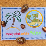 4x Stickdatei "Palme" ITH Mugrug und Schild