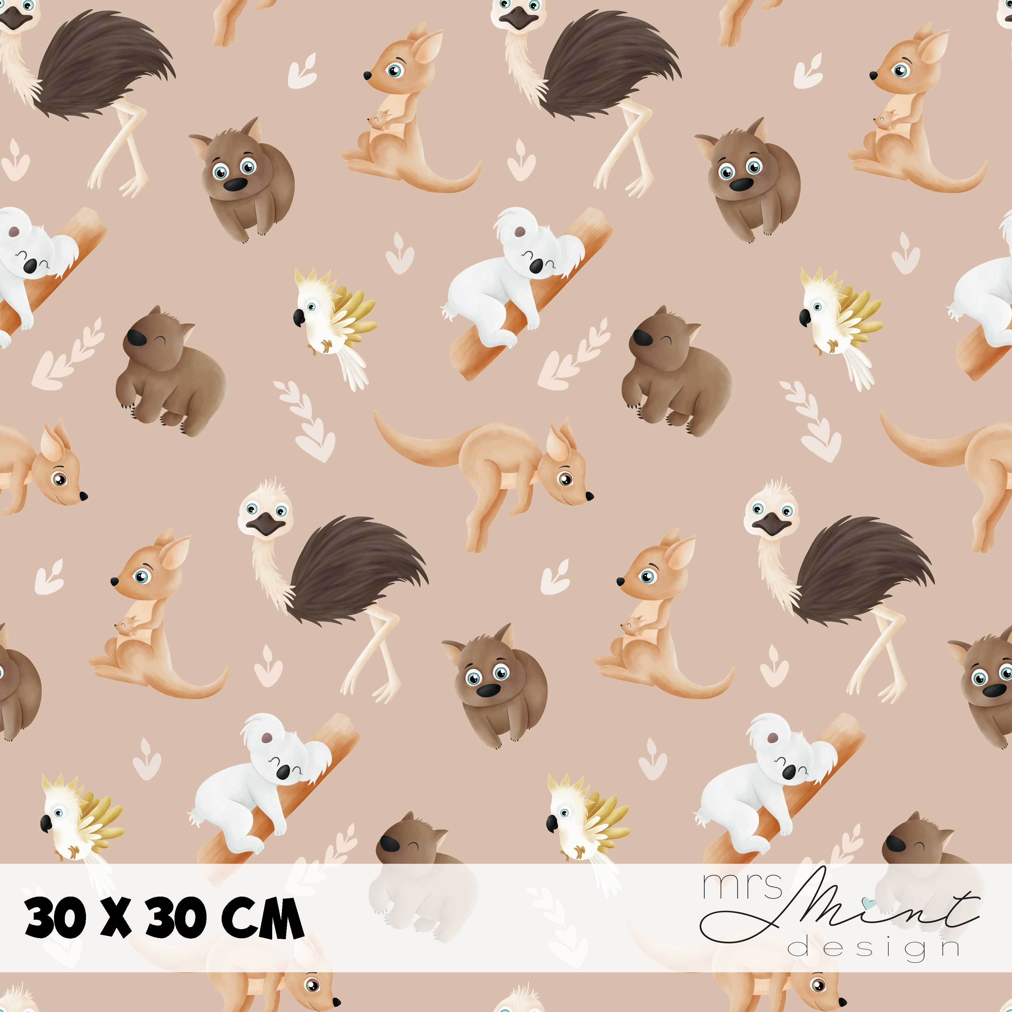 Stoffdesign - G'Day Mate Australien - alle Tiere beige - nicht exkusiv - Sewando
