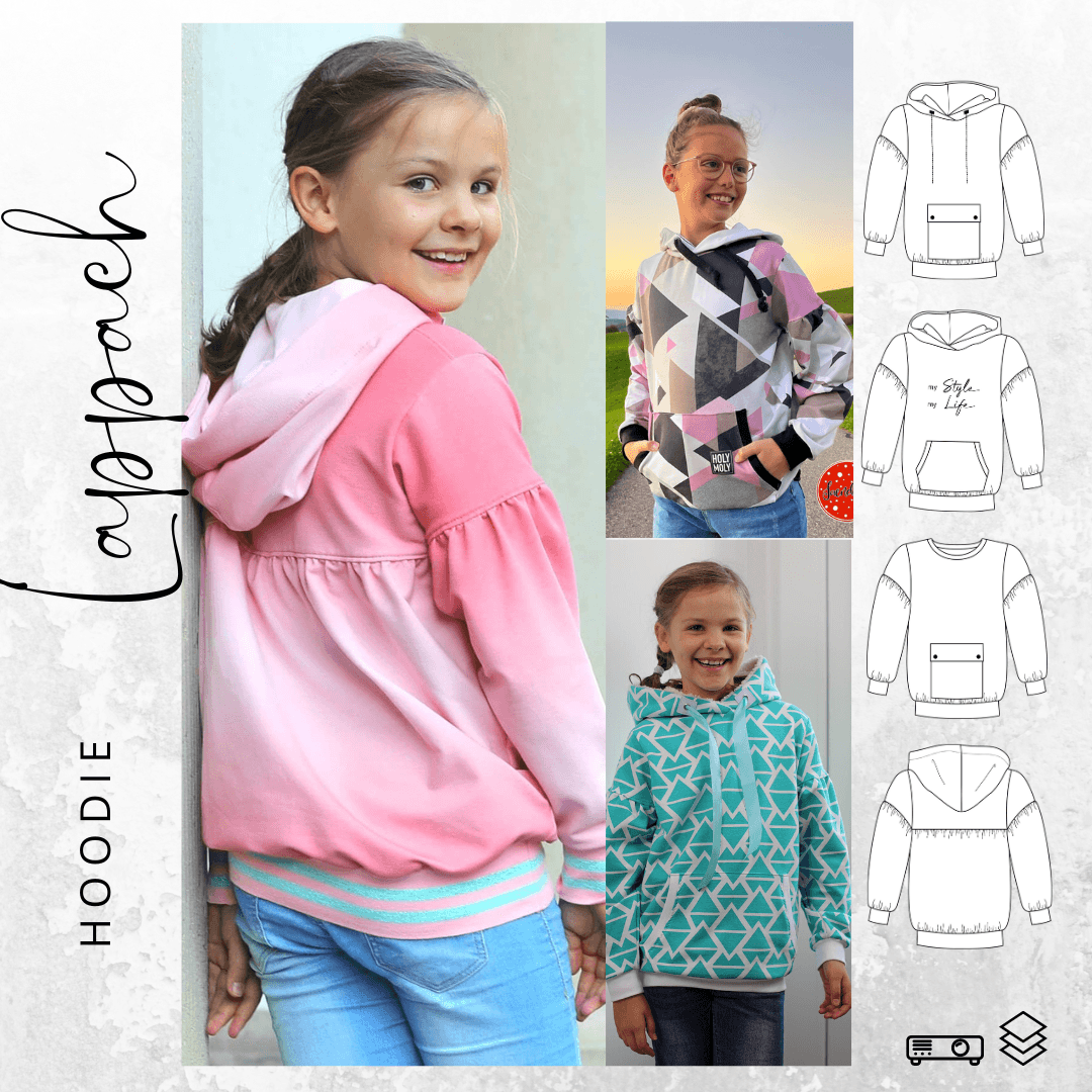 Schnittmuster Hoodie LAPPACH Kids Gr. 86/92 -146/152 : - Sewando