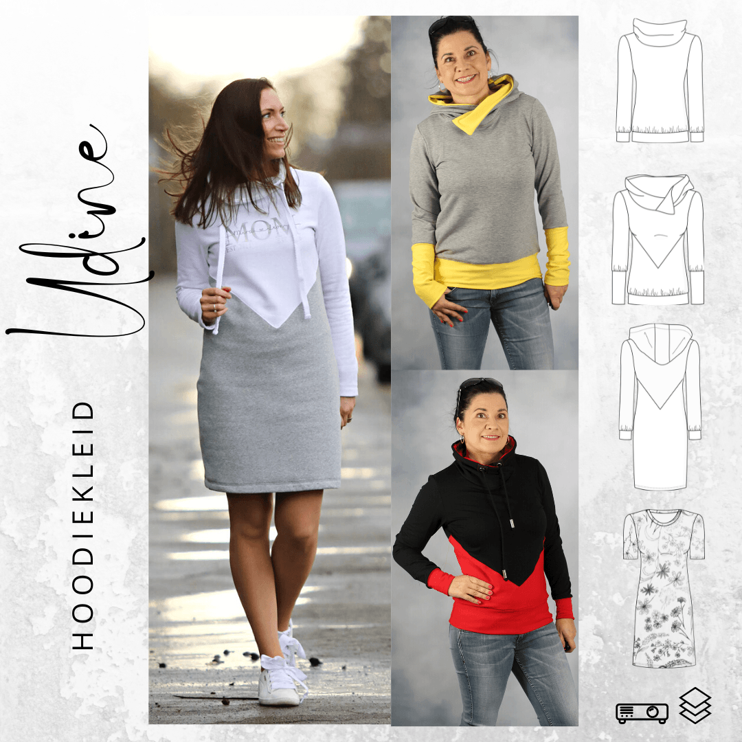 Schnittmuster Ebook Hoodiekleid UDINE Gr. 32-56 : - Sewando