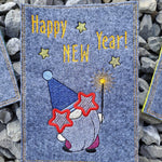 Stickdatei Set ITH Grußkarten Silvester Silvesterparty Gnom Happy New Year - Sewando