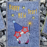 Stickdatei Set ITH Grußkarten Silvester Silvesterparty Gnom Happy New Year - Sewando